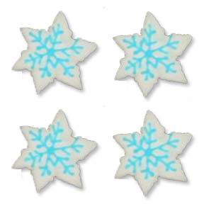 Snowflake ~ White with Blue ~ 1"
