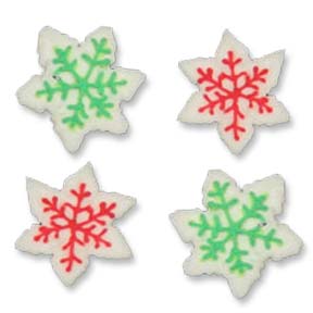 Snowflake ~ White w/ Green & White w/Red ~ 1"