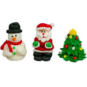 3-D Snowman, Santa, & Tree ~ 1-1/2"
