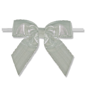 Large Silver Lame Bow on Twistie ~ 100 Count