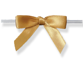 Medium Old Gold Bow on Clear Twistie ~ 2-1/2" Bow