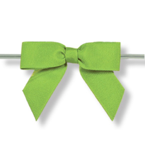 Large Apple Green Grosgrain Bow on Twistie ~ 100 Count