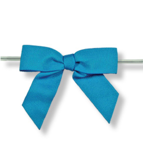 Large Turquoise Grosgrain Bow on Clear Twistie ~ 100 Count