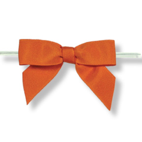 Large Orange Grosgrain Bow on Twistie ~ 100 Count