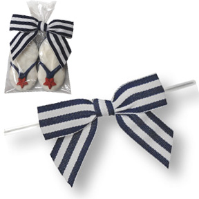 Large Navy & White Striped Bow on Twistie ~ 100 Count