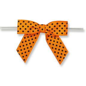 Large Orange Bow with Black Dots on Twistie ~ 100 Count