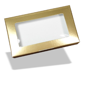 Gold Business Card Box with Window ~ 25 Count