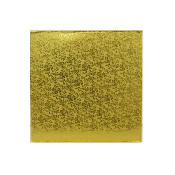 16" Square Gold Cake Drum 1/2" Wrapped