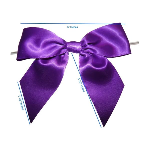 5" Purple Bow with Clear Twistie