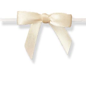 5" Ivory Bow with Clear Twistie