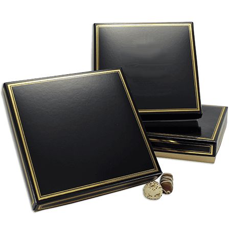 Black 16 oz Square Cover with Metallic Gold Border ~ 250 Count