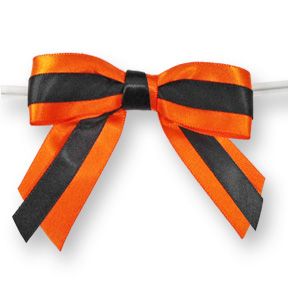 Large Orange & Black Bow on Twistie ~ 25 Count