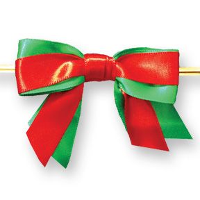 Large Red & Green Bow on Twistie ~ 100 Count