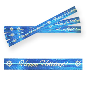 Happy Holidays Silver/Blue Twisties