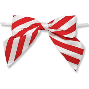 Extra Large 4" Red and White Striped Bow on Twistie ~ 50 Count