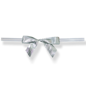 Small Silver Lame Bow on Clear Twistie ~ 250 Count