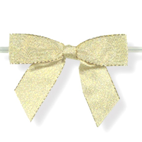 Large Gold Glimmer Bow on Twistie ~ 100 Count