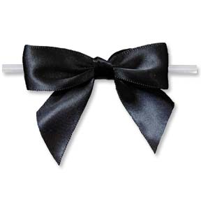 Large Black Bow on Twistie ~ 100 Count