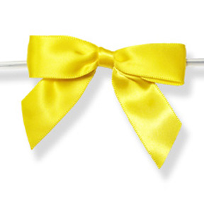 Lg Daffodil Bow on Clear Twistie ~ 3-1/4" Bow