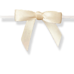 Medium Ivory Bow on Clear Twistie ~ 2-1/2"- 2-3/4"  Bow