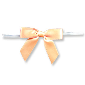 Medium Peach Bow on Clear Twistie ~ 2-1/2"- 2-3/4"  Bow