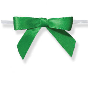 Medium Emerald Bow on Clear Twistie ~ 2-1/2"- 2-3/4"  Bow