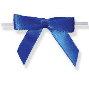 Med. Royal Blue Bow on Clear Twistie ~ 2-1/2"- 2-3/4"  Bow