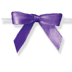 Medium Purple Bow on Clear Twistie ~ 2-1/2"- 2-3/4"  Bow