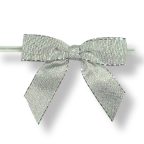 Medium Silver Glimmer Bow on Twistie ~ 100 Count