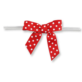 Medium Red Bow with White Dots on Twistie ~ 100 Count