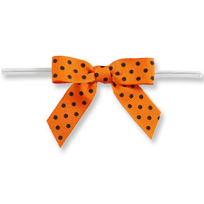 Medium Orange Bow with Black Dots on Twistie ~ 100 Count