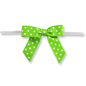 Medium Apple Green Bow w/White Dots on Twistie ~ 100 Count