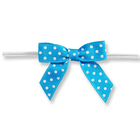 Medium Turquoise Bow w/White Dots on Twistie ~ 100 Count