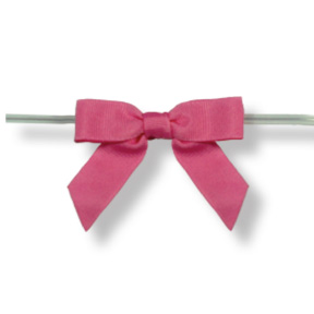 Medium Hot Pink Grosgrain Bow on Twistie ~ 100 Count
