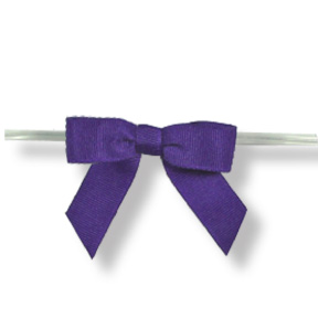 Medium Regal Purple Grosgrain Bow on Twistie ~ 100 Count