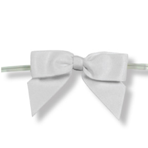 Large White Grosgrain Bow on Twistie ~ 100 Count