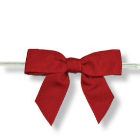 Large Red Grosgrain Bow on Twistie ~ 100 Count