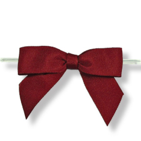 Large Scarlet Red Grosgrain Bow on Twistie ~ 100 Count