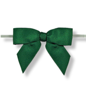 Large Forest Green Grosgrain Bow on Twistie ~ 100 Count