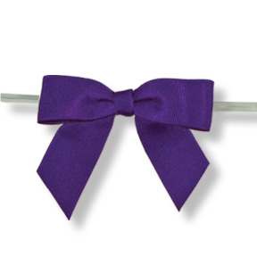 Large Regal Purple Grosgrain Bow on Twistie ~ 100 Count
