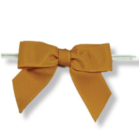 Large Gold Grosgrain Bow on Clear Twistie ~ 100 Count