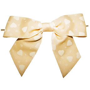 Extra Large Ivory with Hearts Grosgrain Bow on Twistie ~ 50 Count