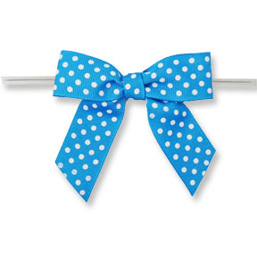 Large Turquoise Bow with White Dots on Twistie ~ 100 Count
