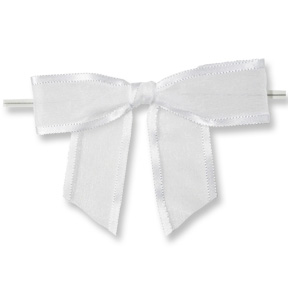Large Sheer White Bow on Twistie ~ 100 Count