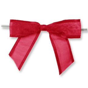 Large Sheer Red Bow on Twistie ~ 100 Count