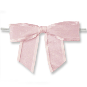 Large Sheer Pink Bow on Twistie ~ 100 Count