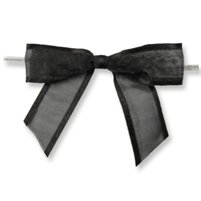 Large Sheer Black Bow on Twistie ~ 100 Count