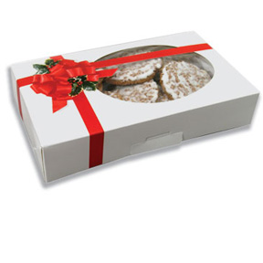 Ribbon & Holly Rectangular Cookie Box ~ 1#