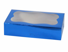 Blue Metallic Greaseproof Box with Window ~ 25 Count