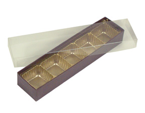 Brown Box with Gold 5 Cavity Tray & Clear Lid